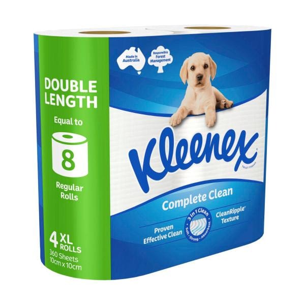 Kleenex Complete Clean Double Length Toilet Paper | 4 pack