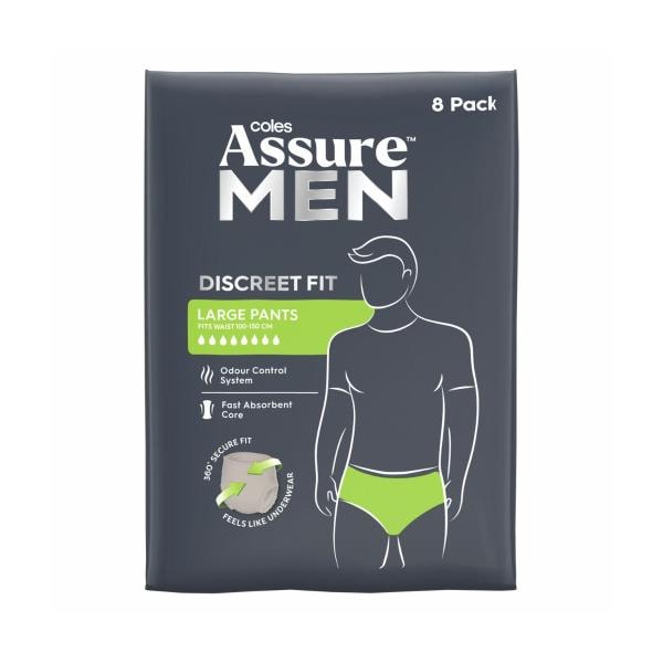 Coles Assure Pants For Men Large | 8 pack