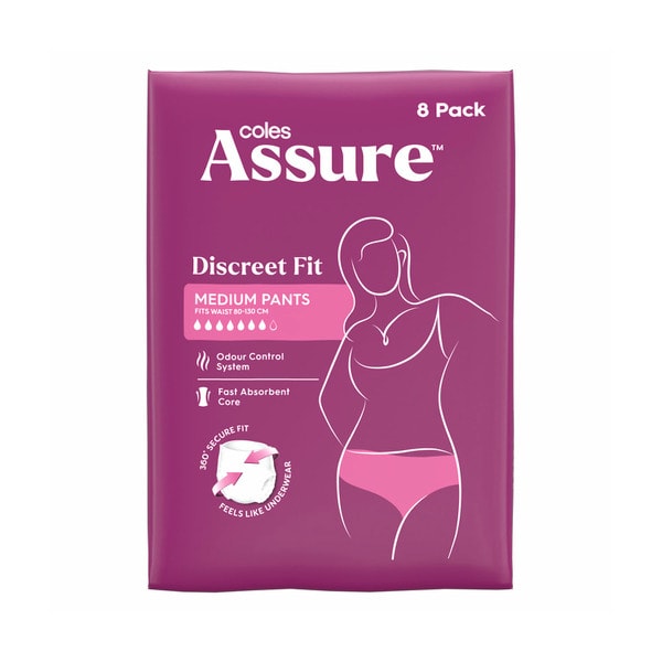 Coles Assure Pants For Women Medium | 8 pack