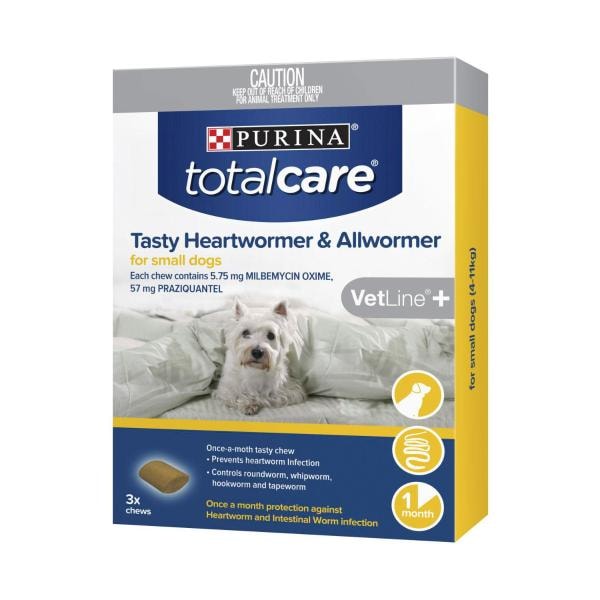 Purina Total Care Tasty Heartwormer & All Wormer Small Dog | 3 pack