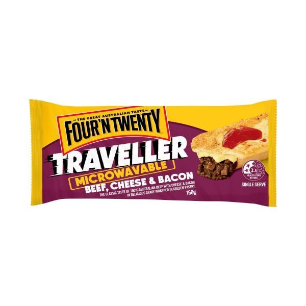 Four N Twenty Traveller Microwavable Beef Cheese & Bacon Pie | 160g