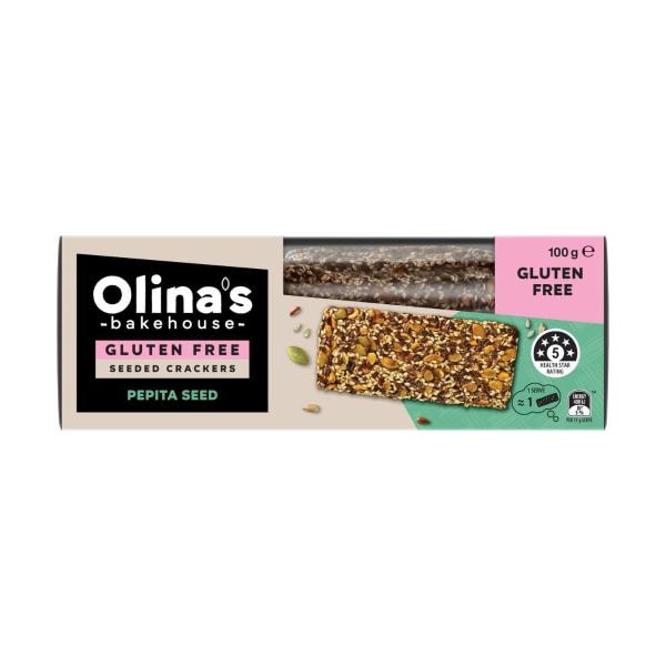 Olina's Bakehouse No Gluten Pepita Seeded Crackers | 100g