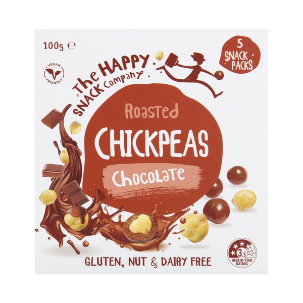Happy Snack Company Chocolate Roasted Chickpeas 5 Pack | 100g