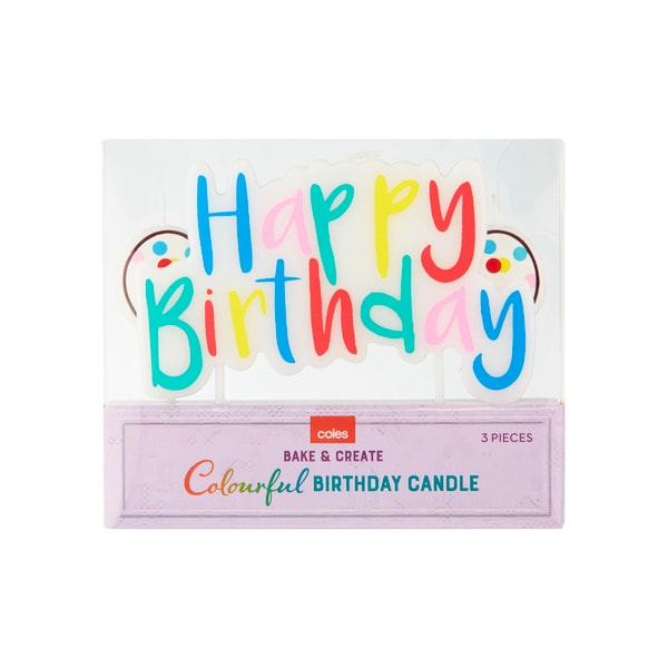 Coles Bake & Create Colourful Birthday Candle | 3 piece