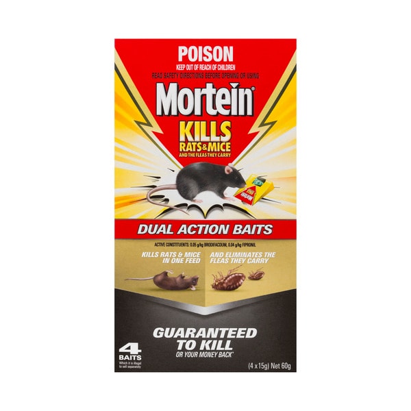 Mortein Rat Kills & Mice Dual Action Baits 4 Pack | 60g