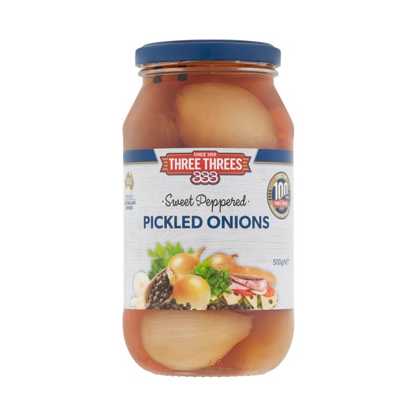 Three Threes Peppered Onions Pickled | 500g