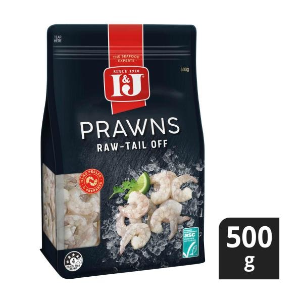 I&J Frozen Raw Prawns Tail Off | 500g