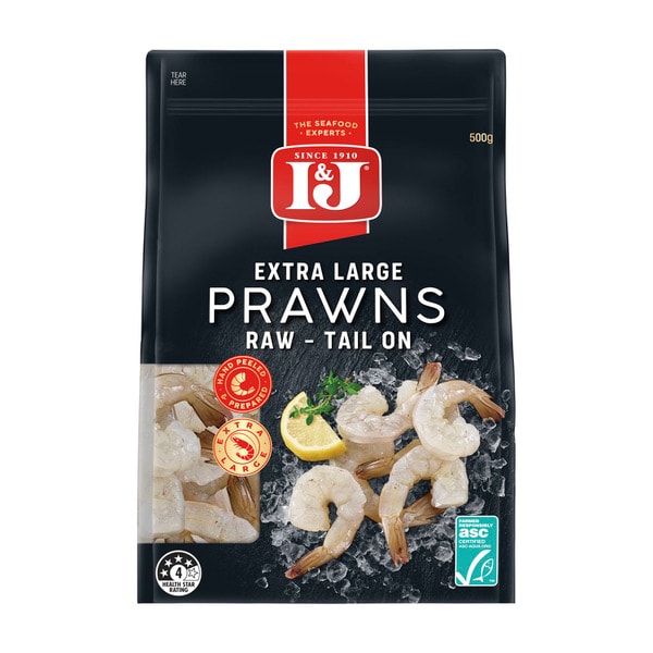 I&J Frozen Raw Prawns Tail On Extra Large | 500g