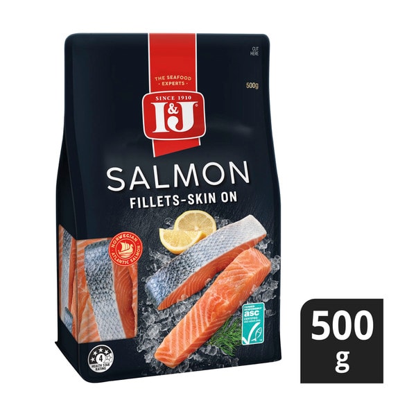 I&J The Finest Frozen Salmon Portions Skin On | 500g