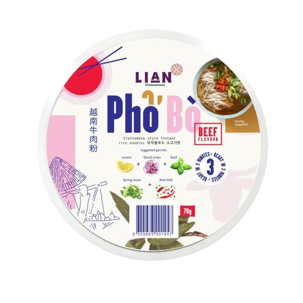 Lian Pho Bo Rice Noodles Bowl Beef Flavour | 70g