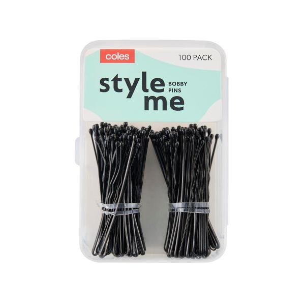 Coles Black Bobby 100 Pins  | 1 pack