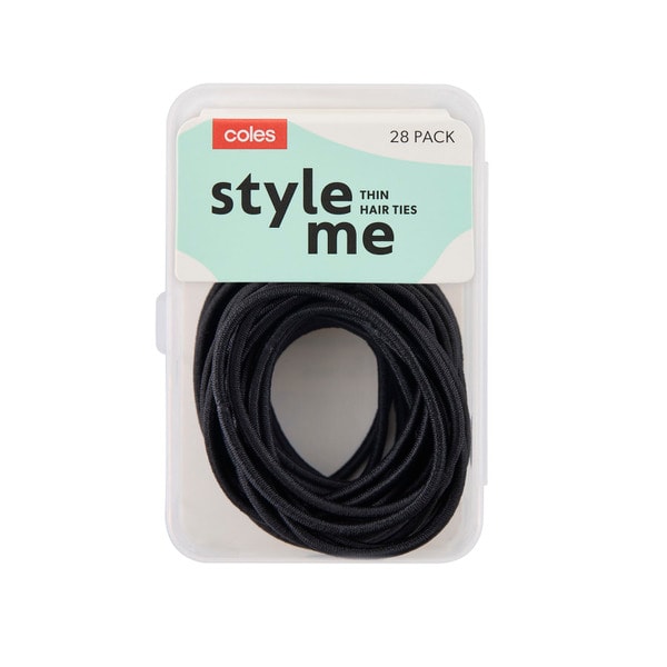 Coles Thin Black Ponytailers | 28 pack