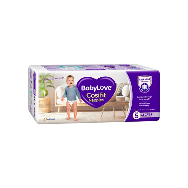 Babylove Cosifit Nappies Size 5 (12-17Kg) | 28 pack