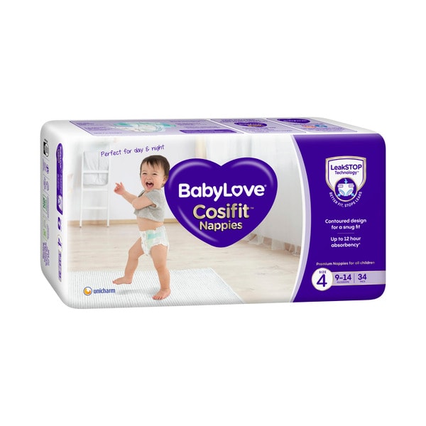Babylove Cosifit Nappies Size 4 (9-14Kg) | 34 pack