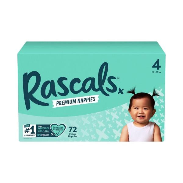 Rascal + Friends Nappies Size 4 Toddler Jumbo | 72 pack