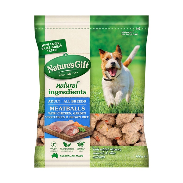 Nature's Gift Adult Chilled Fresh Dog Food Meatballs With Chicken Brown Rice & Garden Vegetables | 700g