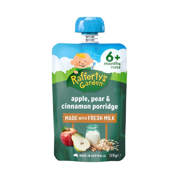 Rafferty's Garden Apple Pear & Cinnamon Porridge Baby Food Pouch 6+ Months | 120g