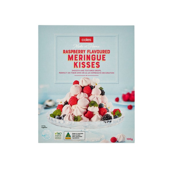 Coles Meringue Kisses Raspberry Flavoured | 100g