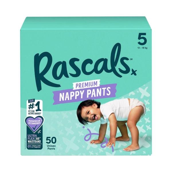 Rascal + Friends Nappy Pants Size 5 Walker Jumbo | 50 pack