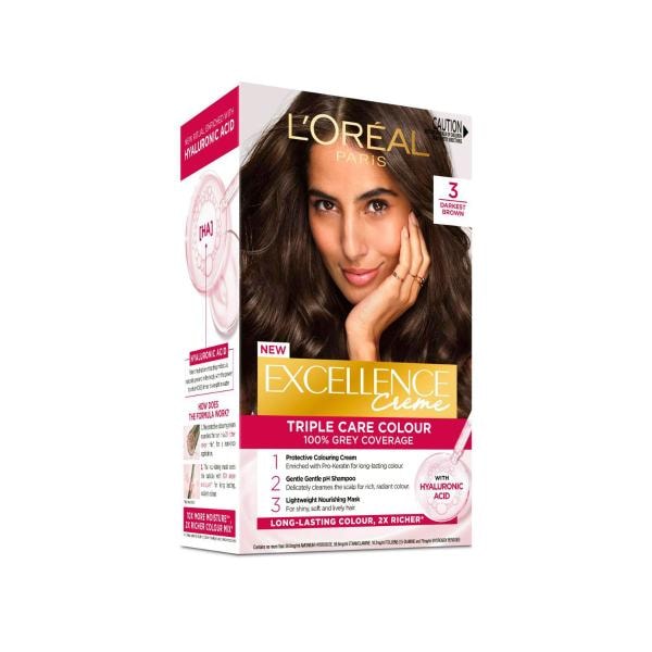 L'Oreal Paris Excellence 3 Darkest Brown Hair Colour | 1 pack