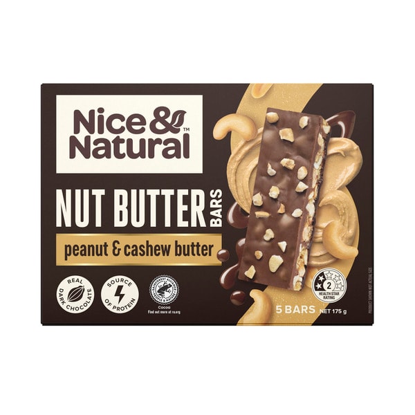 Nice & Natural Cashew Butter With Real Dark Chocolate 5 Bars | 175g
