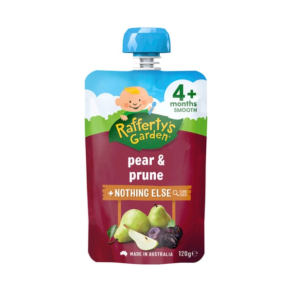 Rafferty's Garden Pear & Prune Puree and Nothing Else Baby Food Pouch 4+ Months | 120g