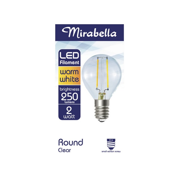 Mirabella Round Clear ES Globe Warm White Filament Led 2W 250 Lumens | 1 each