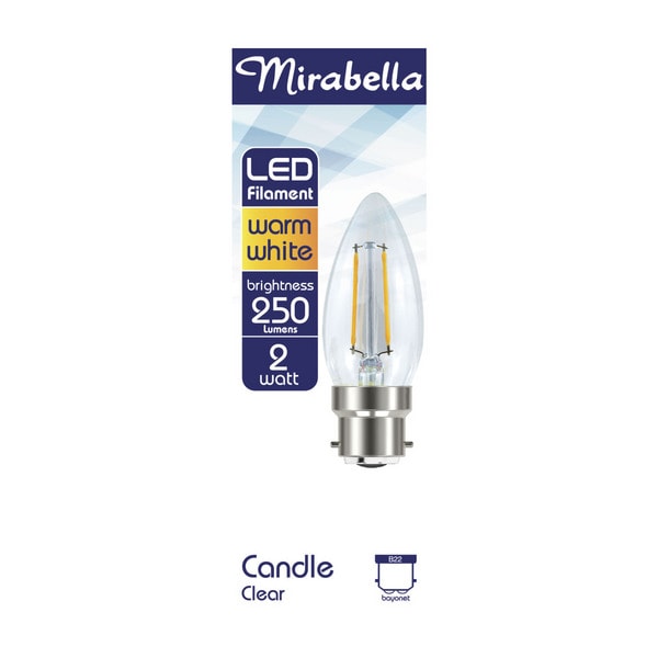 Mirabella GLS BC Globe Warm White Led 2W 250 Lumens | 1 each