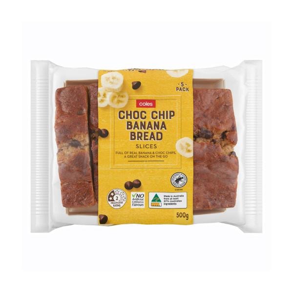 Coles Choc Chip Banana Bread Slices 5 Pack | 500g