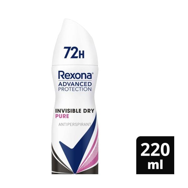 Rexona Women Antiperspirant Aerosol Advanced Invisible Dry Pure Deodorant | 220mL