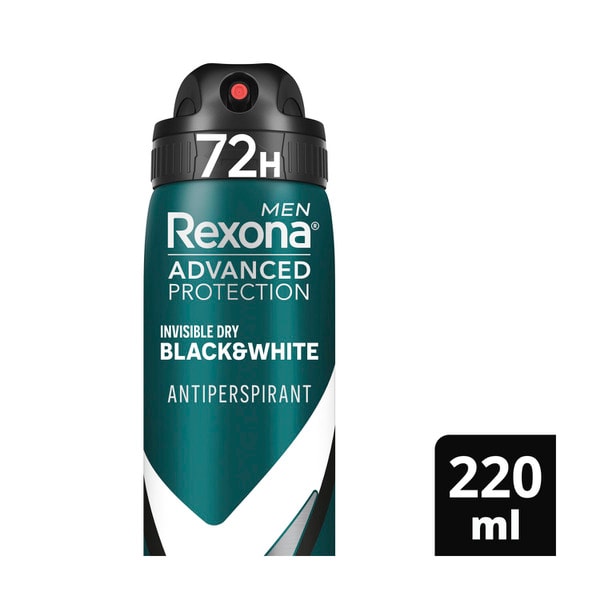 Rexona Men Antiperspirant Aerosol Advanced Invisible Dry Black & White Deodorant | 220mL