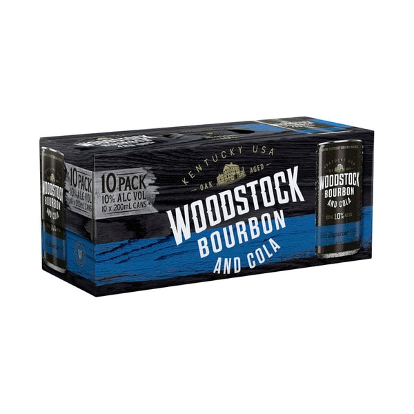 Woodstock Bourbon & Cola 10% Cans 200mL | 10 Pack
