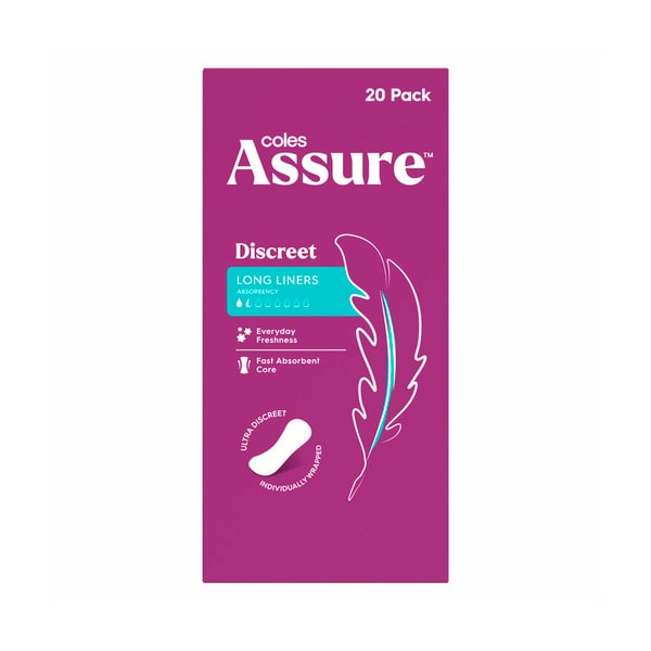 Coles Assure Liners Long | 20 pack