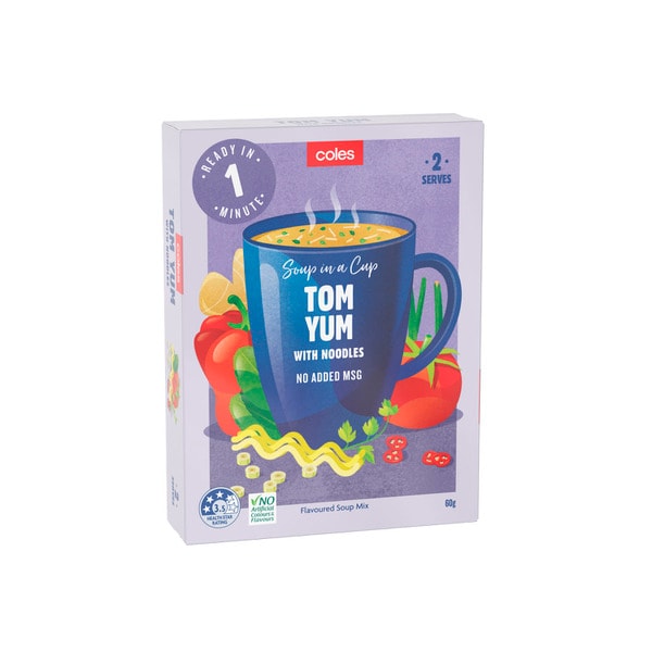 Coles Tom Yum With Noodles Soup Serves 2 | 60g