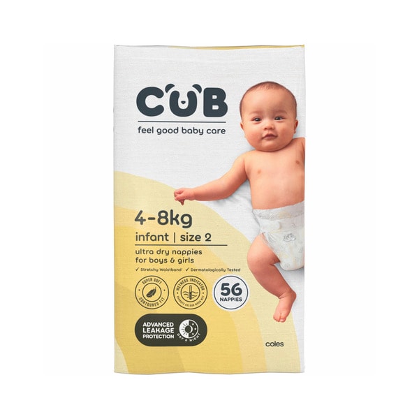 CUB Unisex Infant Nappies Size 2 | 56 pack