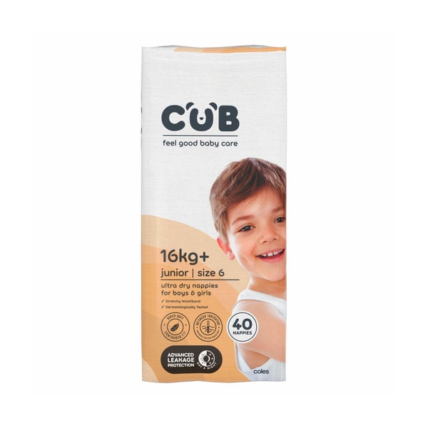 CUB Unisex Junior Nappies Size 6 | 40 pack