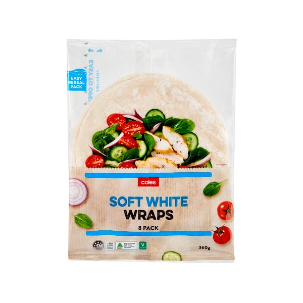 Coles Soft White Wraps 8 pack | 360g