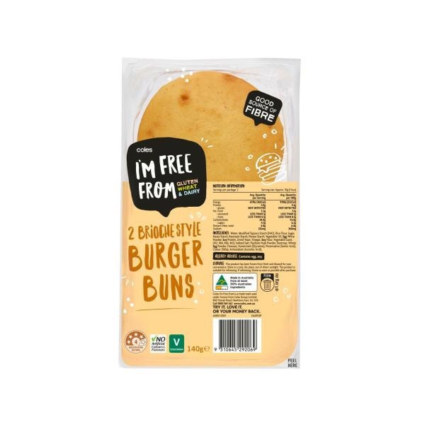 Coles Gluten Free Brioche Style Rolls 2 Pack | 140g