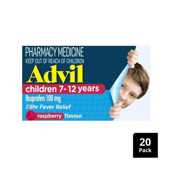 Advil Childrens 7-12 Chewable Tablets Blueberry Raspberry Flavour | 20 pack