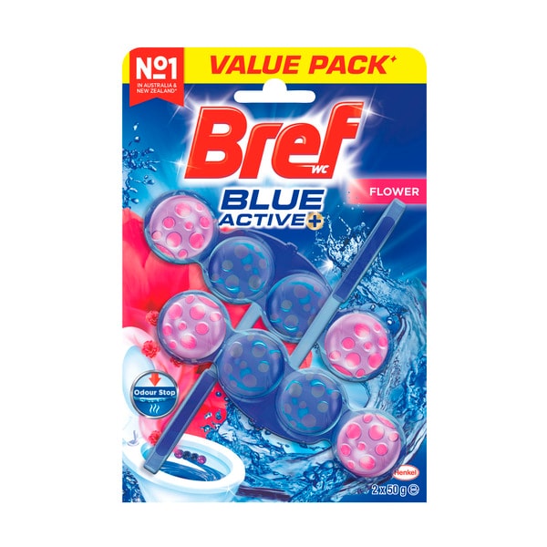 Bref Blue Active Rim block Toilet Cleaner Fresh Flowers Twin Pack 2x50g | 100g