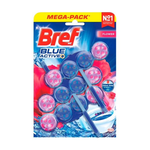 Bref Blue Active Rim block Toilet Cleaner Flower Blossom Triple Pack 3x50g | 3 pack