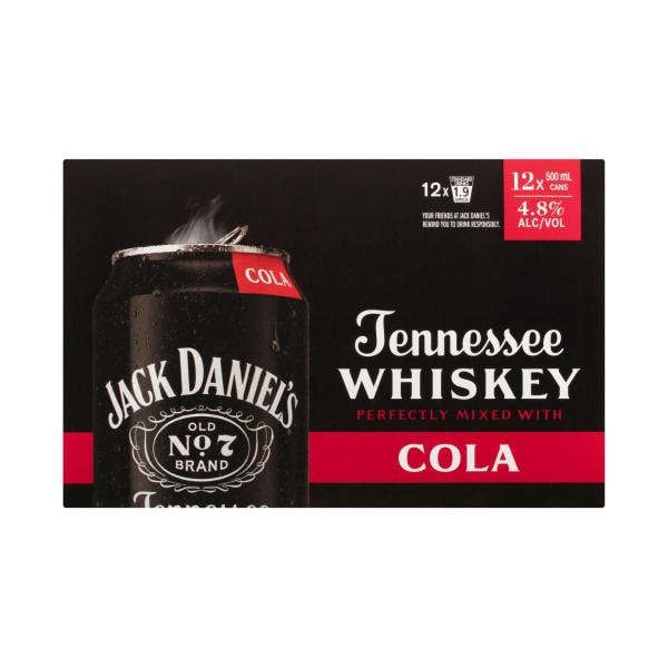 Jack Daniels & Cola Tallie Can 500mL | 12 Pack