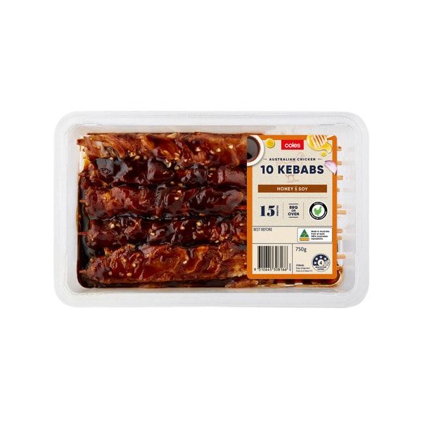 Coles RSPCA Approved Chicken Kebabs Honey & Soy | 750g