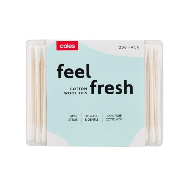 Coles Cotton Wool Tips Paper Stem | 200 pack