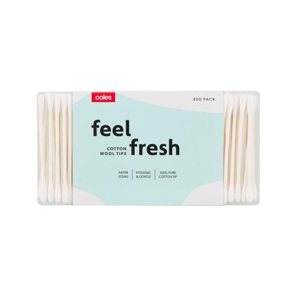 Coles Cotton Wool Tips Paper Stem | 400 pack