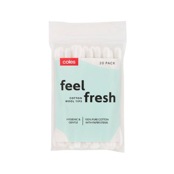 Coles Cotton Wool Tips Paper Stem | 20 pack