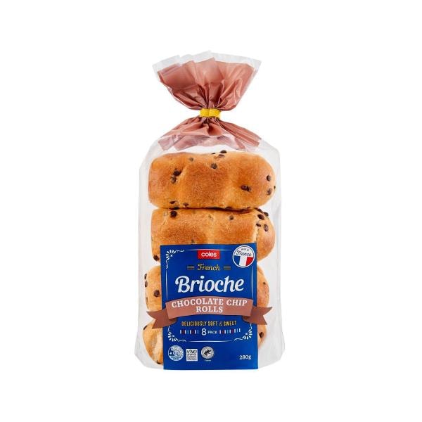 Coles Chocolate Chip Brioche Rolls 8 Pack | 280g