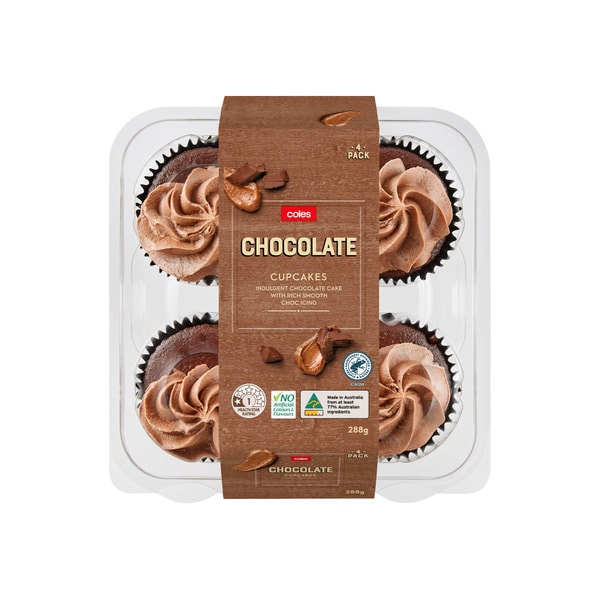 Coles Cupcakes Chocolate 4 Pack | 288g