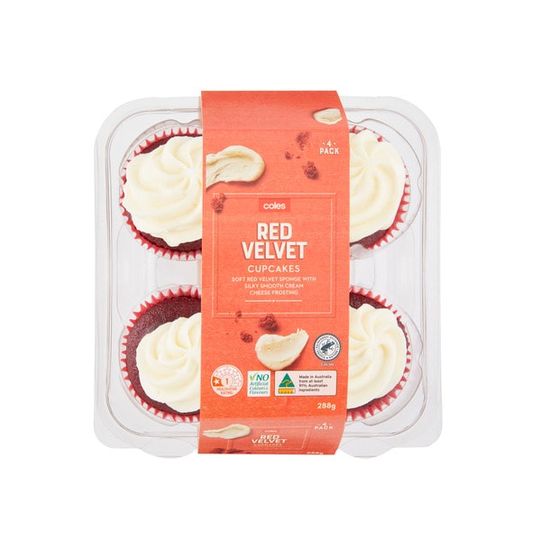 Coles Cupcakes Red Velvet 4 Pack | 288g