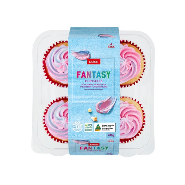 Coles Fantasy Cupcakes 4 Pack | 288g